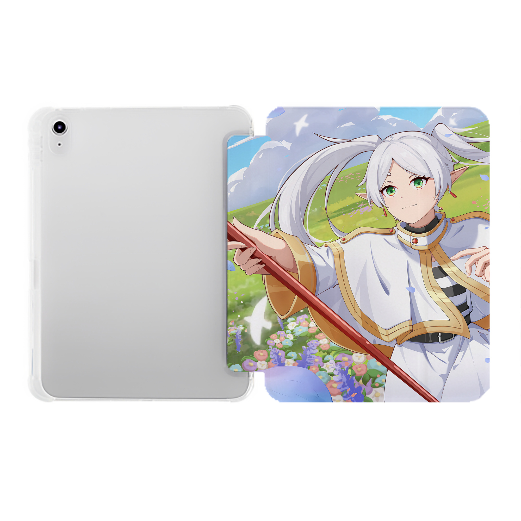 （画像用） 葬送のフリーレン Frieren IPad ケース ペン収納付き 三つ折りスタンド PUレザー×シリコン 対応機種9.5/10.5/10.9インチ